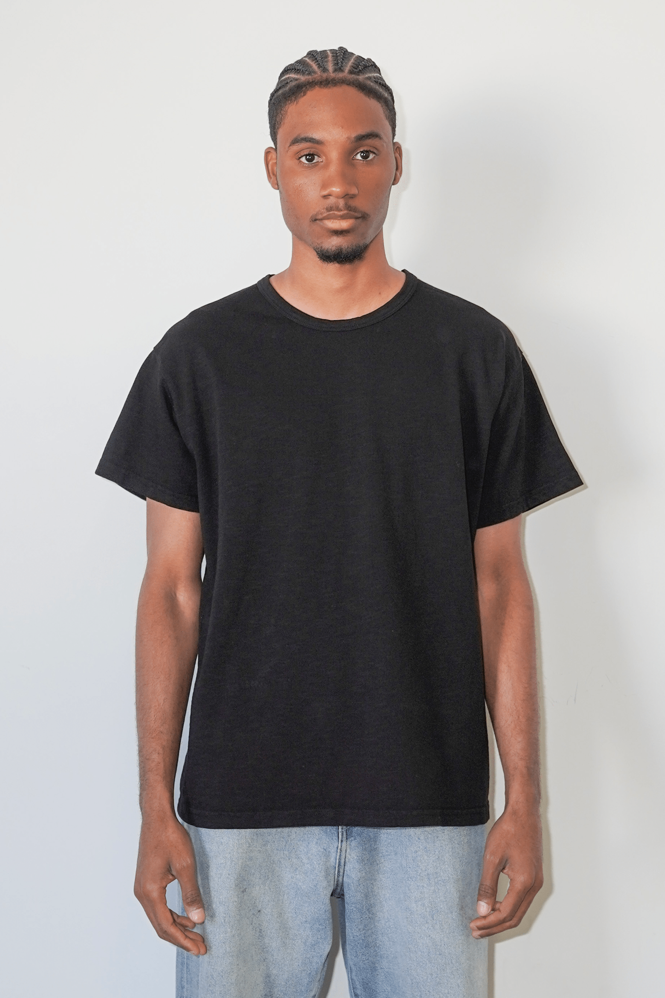 UNBRANDED 100% Cotton Jersey Slub Tee Black Made in Los Angeles USA