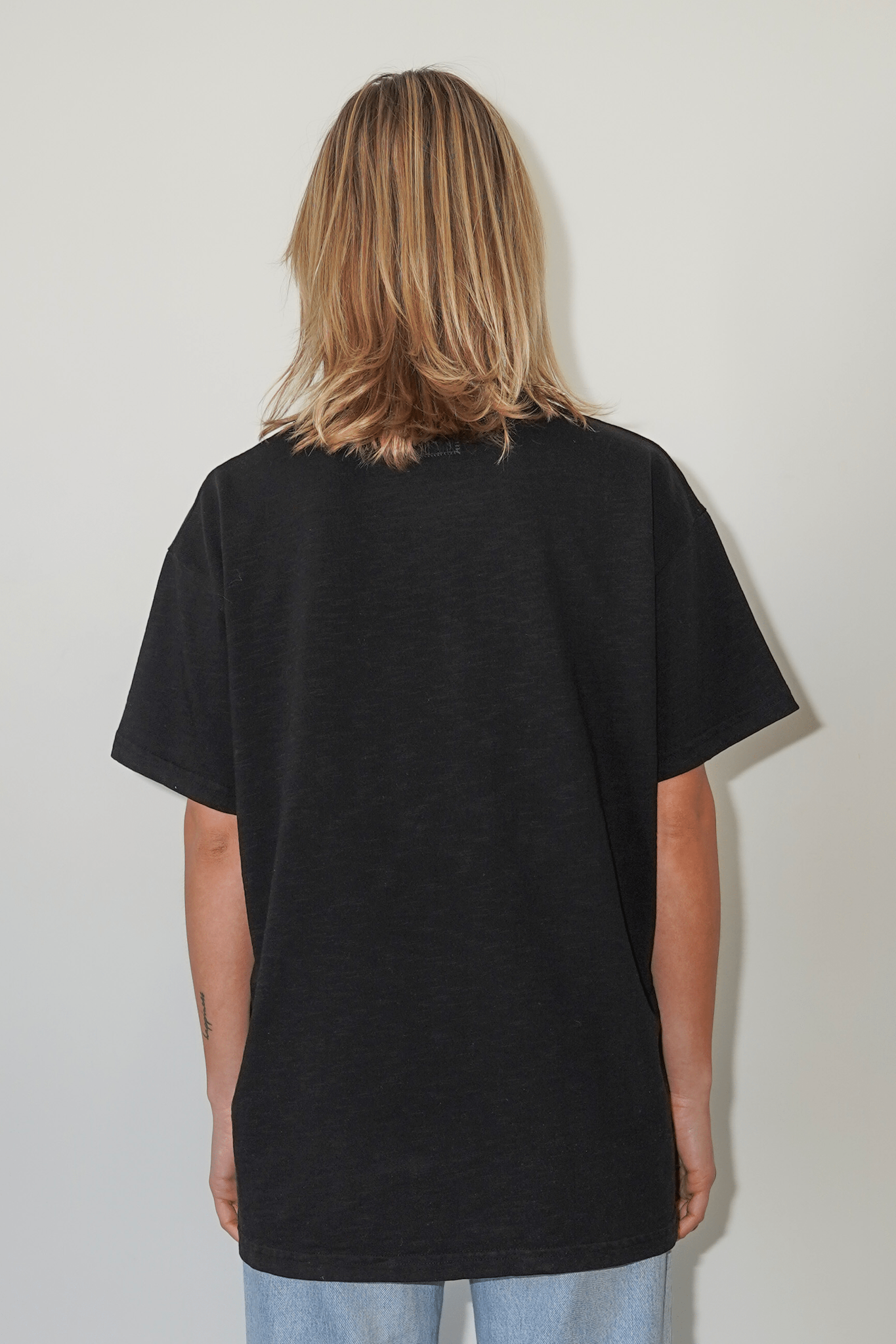 UNBRANDED 100% Cotton Jersey Slub Tee Black Made in Los Angeles USA