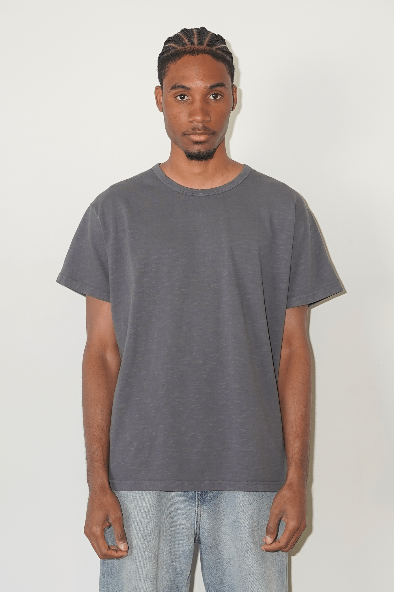 UNBRANDED 100% Cotton Jersey Slub Tee Grey Made in Los Angeles USA