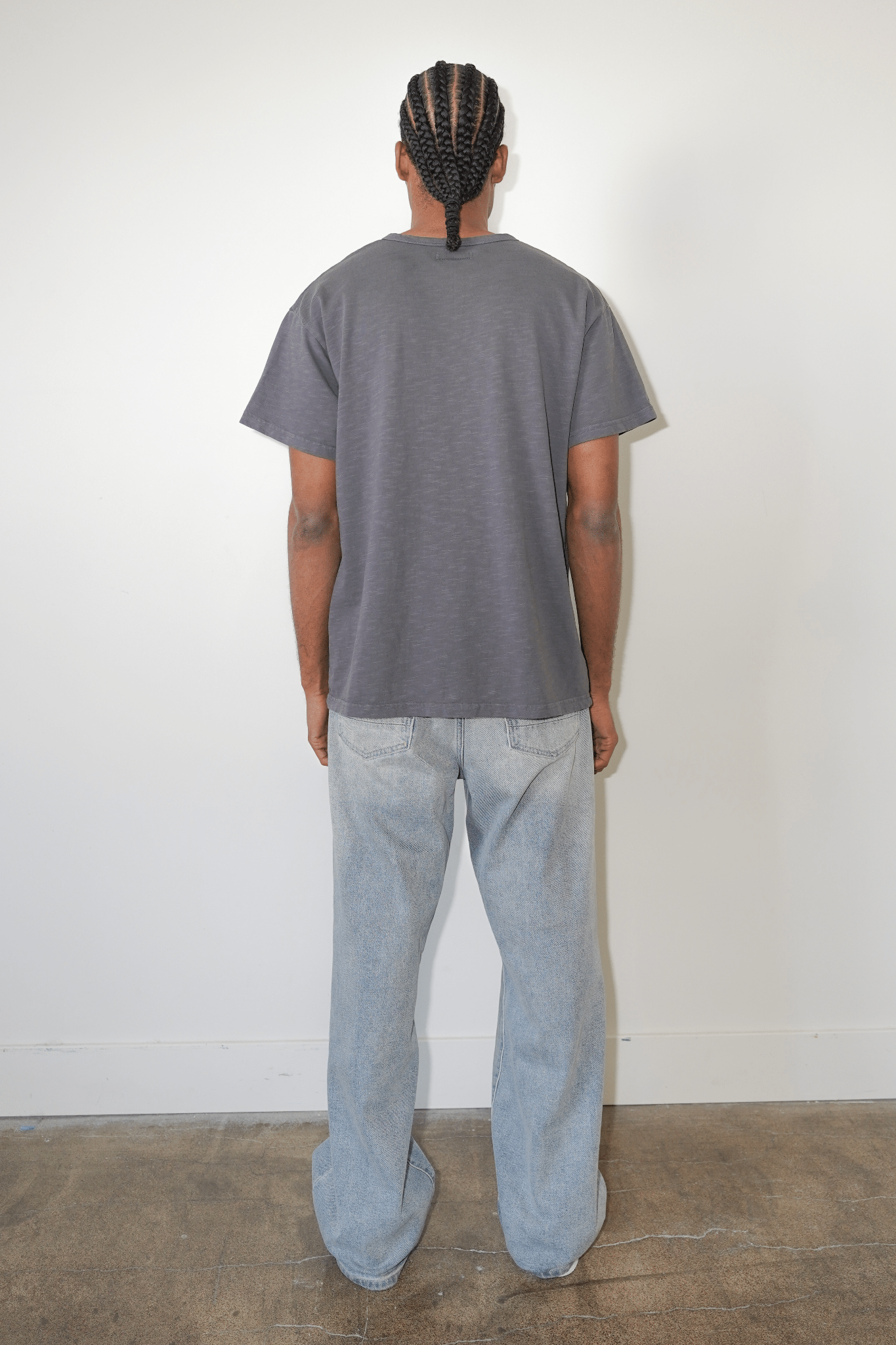 UNBRANDED 100% Cotton Jersey Slub Tee Grey Made in Los Angeles USA