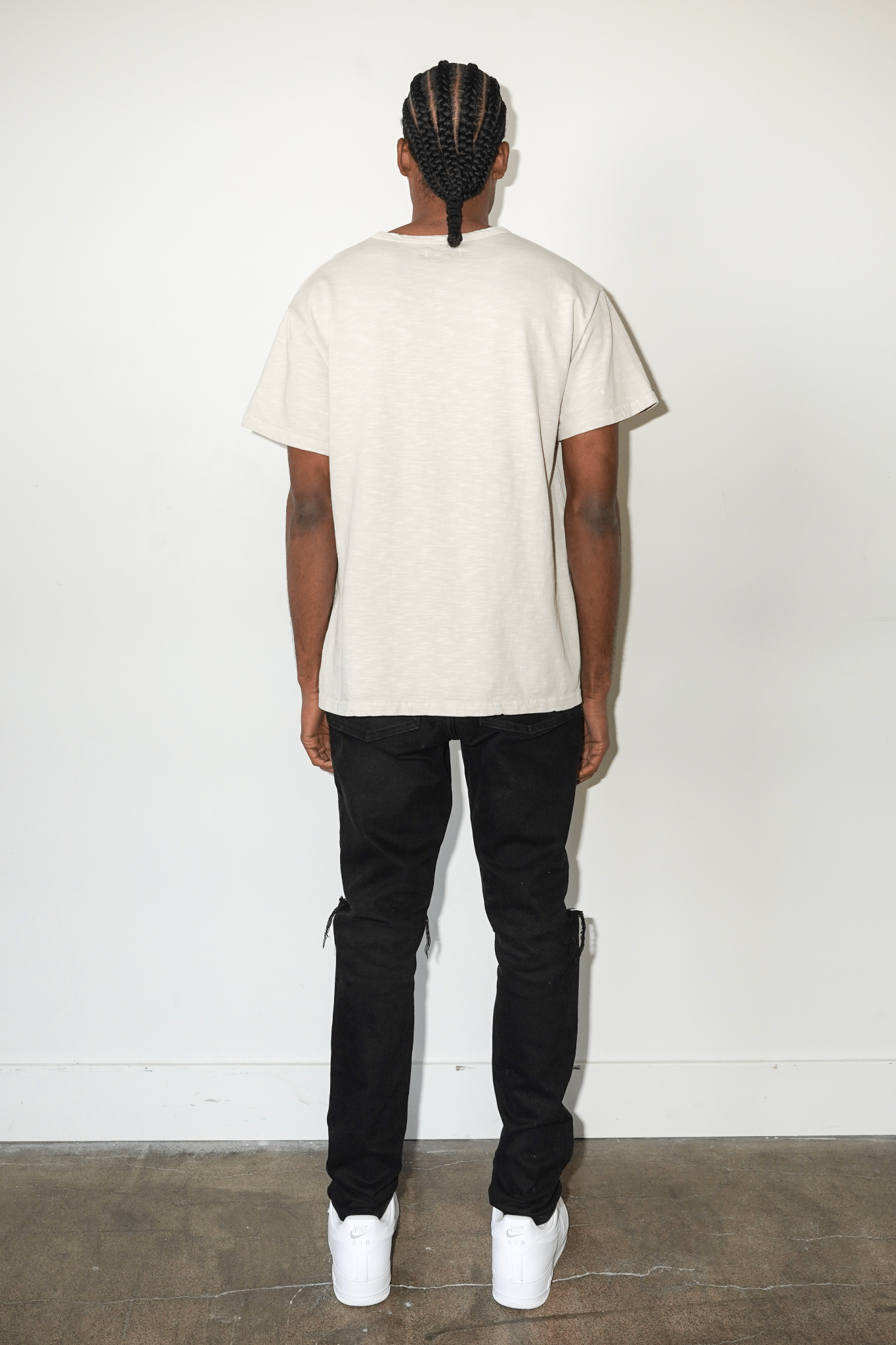 UNBRANDED 100% Cotton Jersey Slub Tee Cream Made in Los Angeles USA