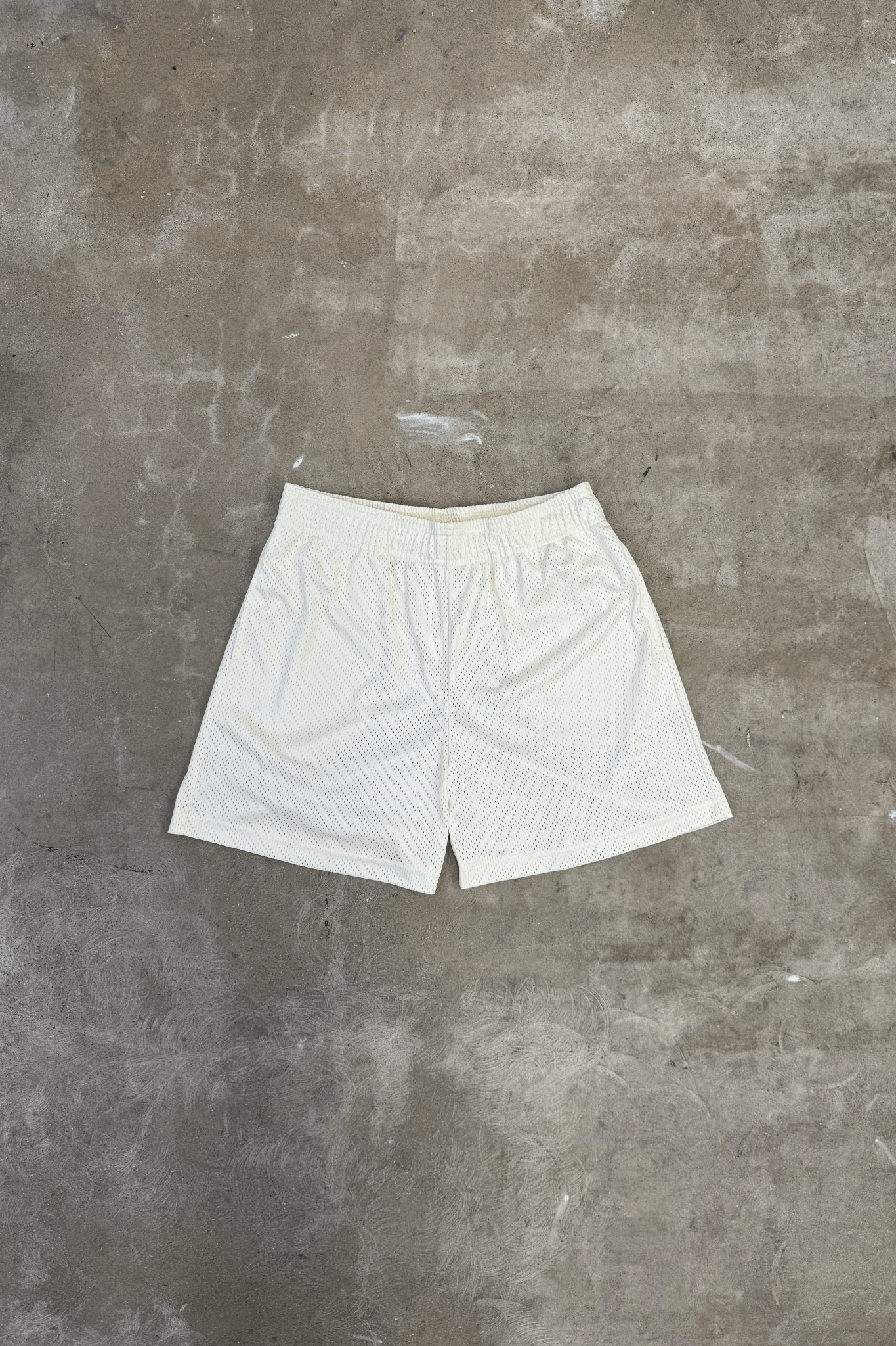 UNBRANDED 100% Polyester Mesh Short Cream Made in Los Angeles USA