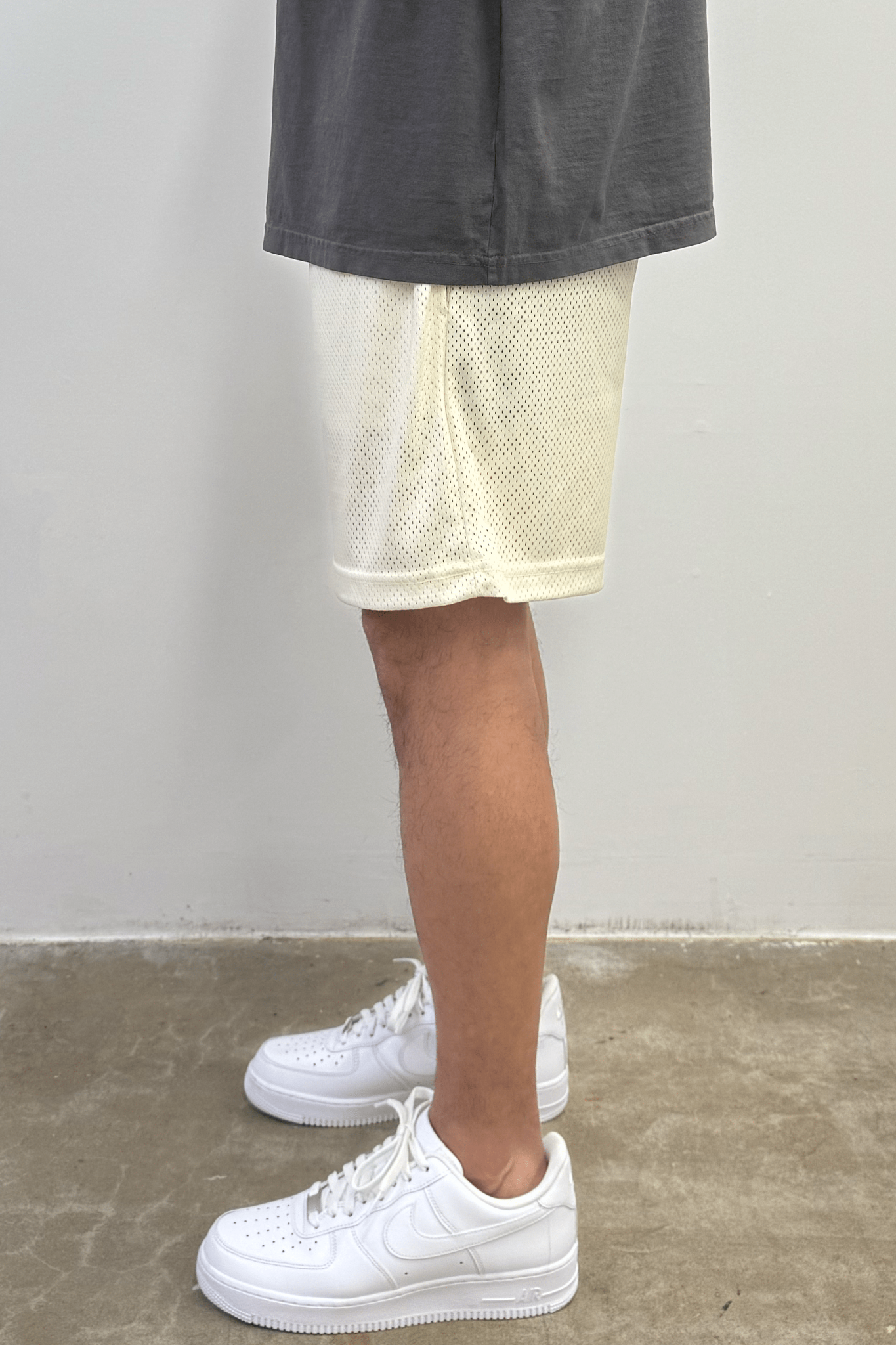 UNBRANDED 100% Polyester Mesh Short Cream Made in Los Angeles USA