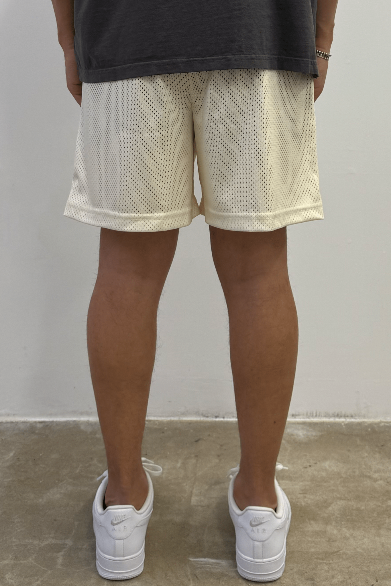 UNBRANDED 100% Polyester Mesh Short Cream Made in Los Angeles USA