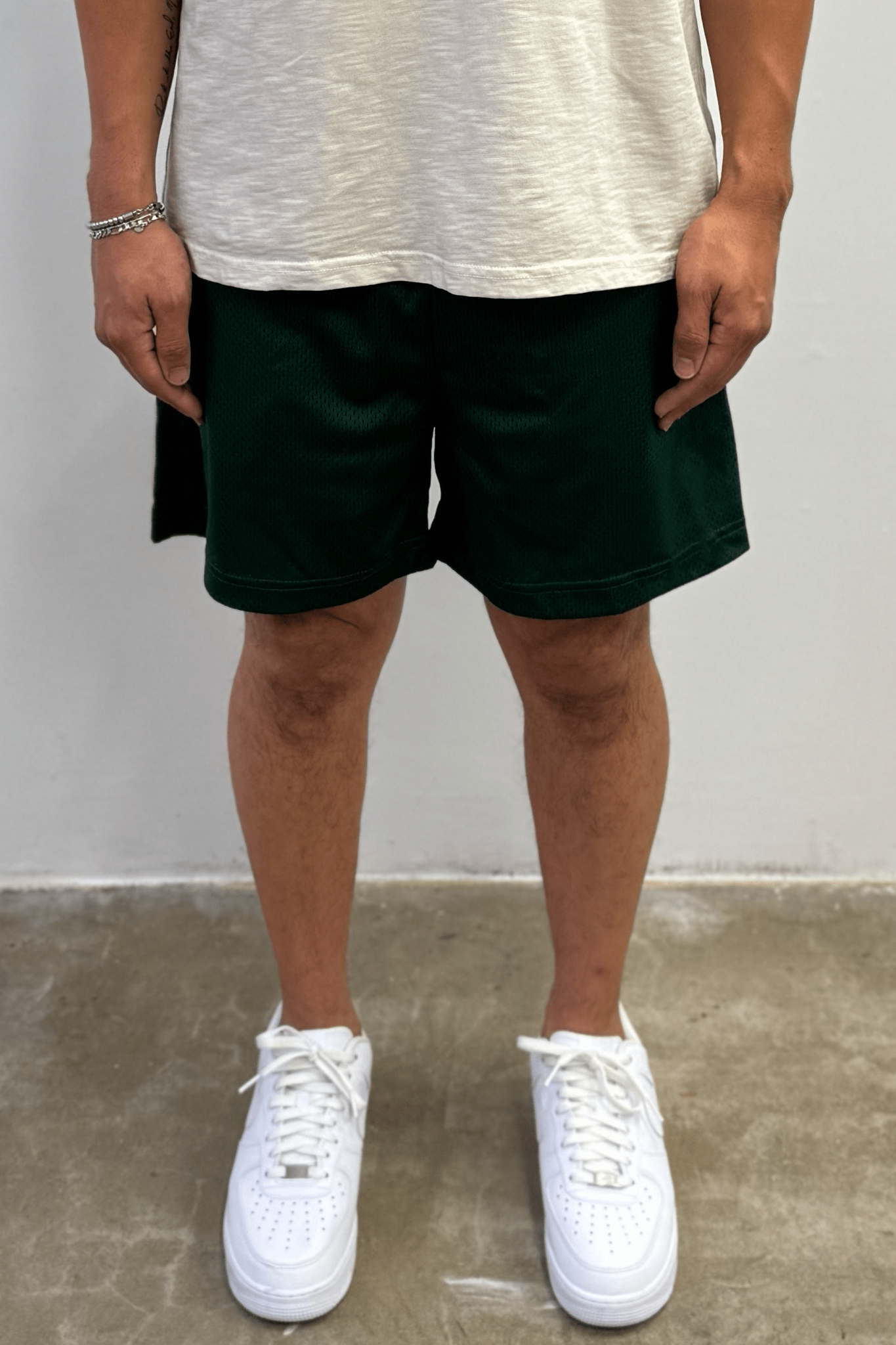 UNBRANDED 100% Polyester Mesh Short Forest Green Made in Los Angeles USA